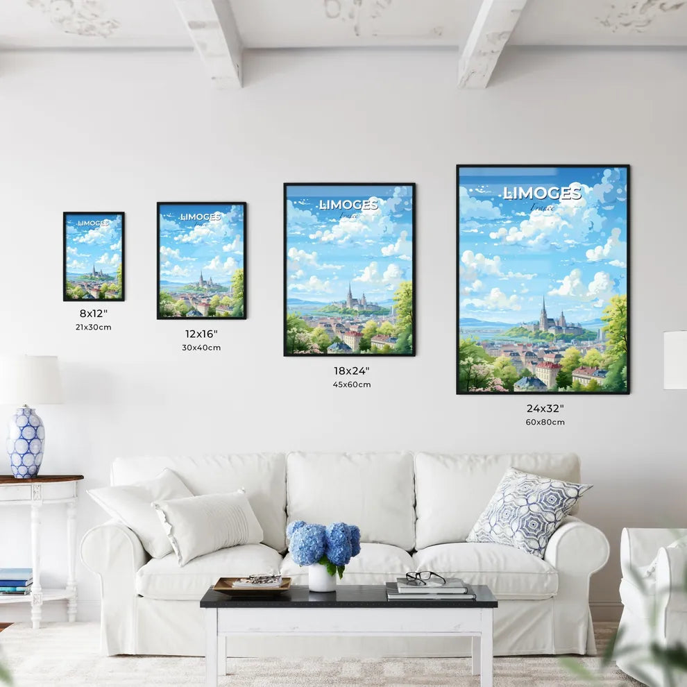 Limoges France Skyline - A City Landscape With A Castle And Trees - Customizable Travel Gift Default Title