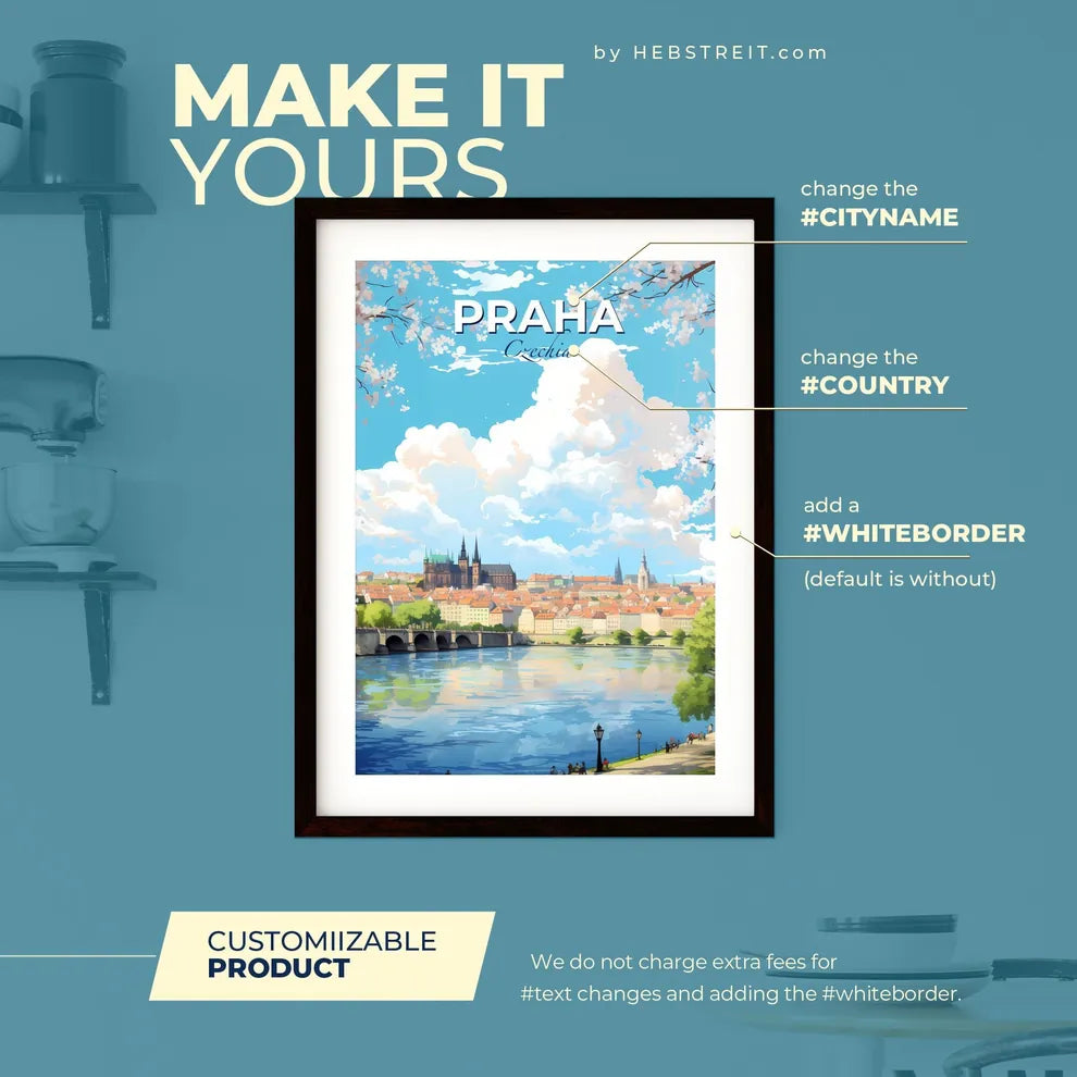 Praha Czechia Skyline - A City By A River - Customizable Travel Gift Default Title