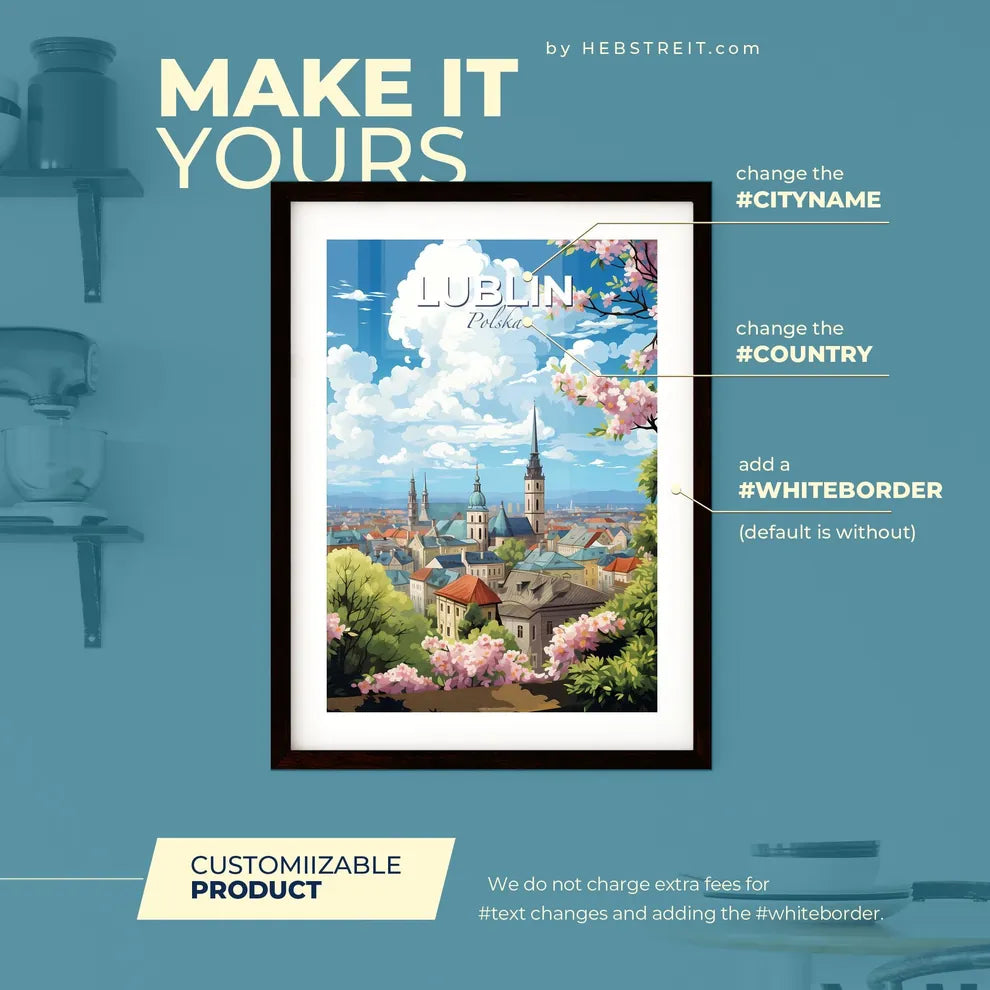 Lublin Polska Skyline - A City With Trees And Flowers - Customizable Travel Gift Default Title