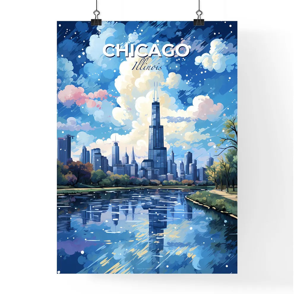 Chicago Skyline - A Cityscape With Trees And A River - Customizable Travel Gift Default Title