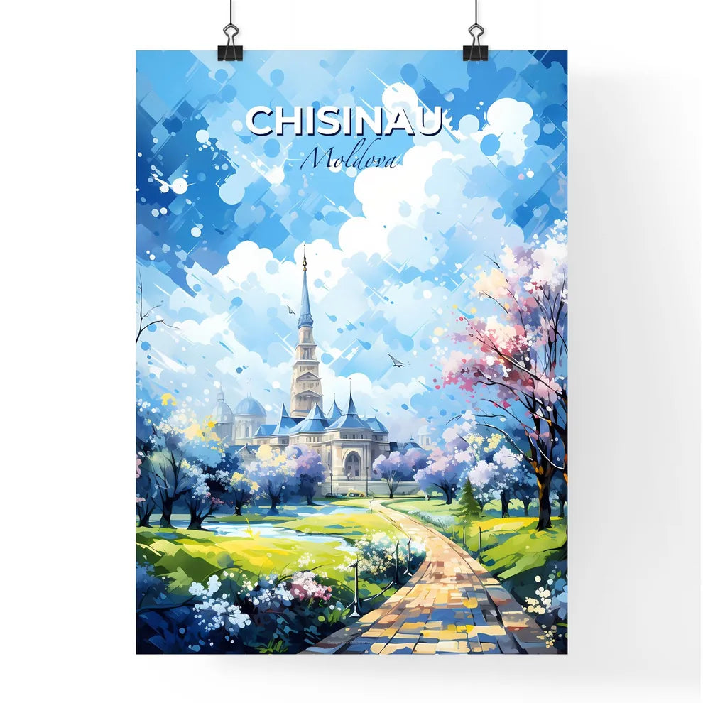 Chiinu Moldova Skyline - A Painting Of A Castle With Trees And A Path - Customizable Travel Gift Default Title