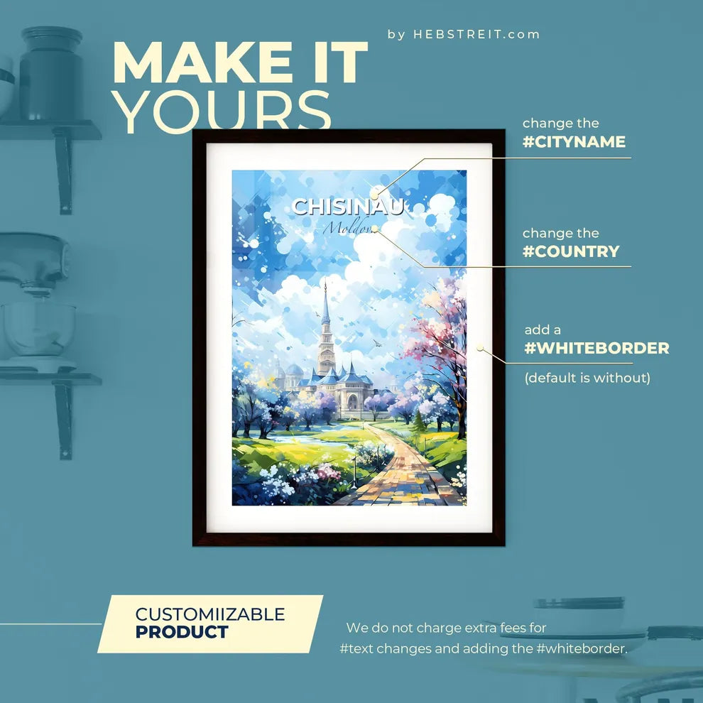 Chiinu Moldova Skyline - A Painting Of A Castle With Trees And A Path - Customizable Travel Gift Default Title