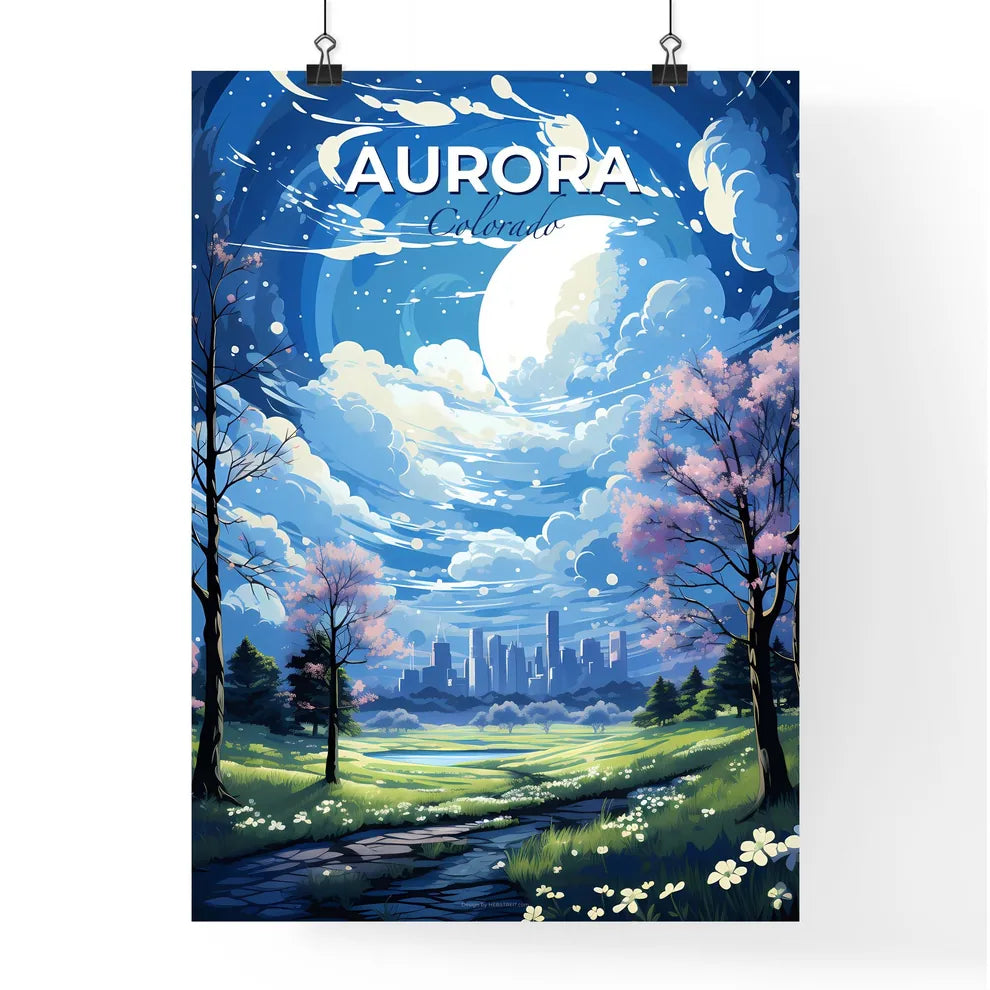 Aurora Colorado Skyline - A Landscape With Trees And A City In The Background - Customizable Travel Gift Default Title