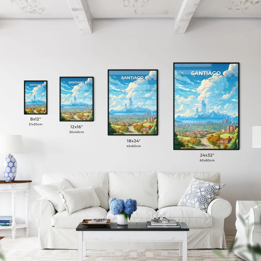 Santiago de Chile Skyline - A Landscape Of A City With Mountains And Trees - Customizable Travel Gift Default Title
