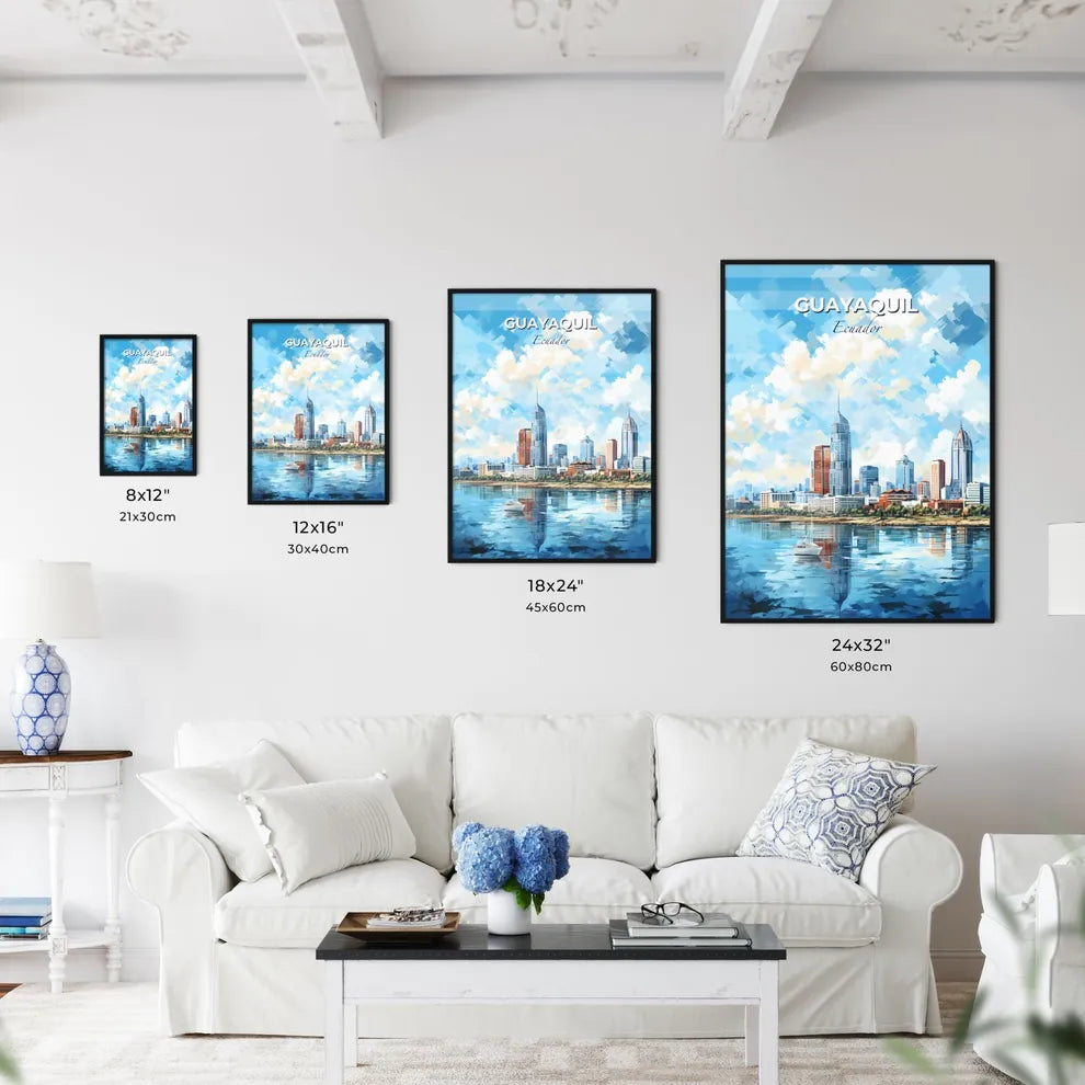 Guayaquil Ecuador Skyline - A City Skyline With A Boat On The Water - Customizable Travel Gift Default Title
