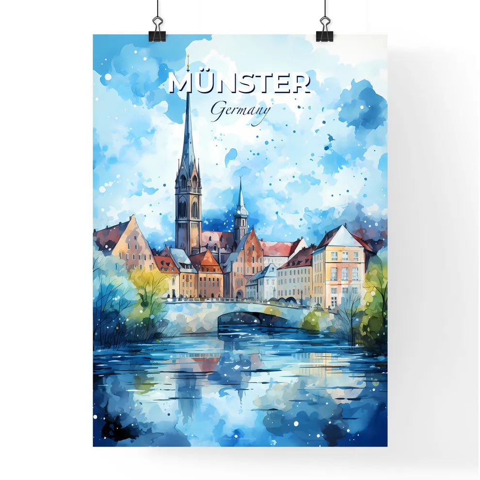 Münster Germany Skyline - A Watercolor Painting Of A City - Customizable Travel Gift Default Title
