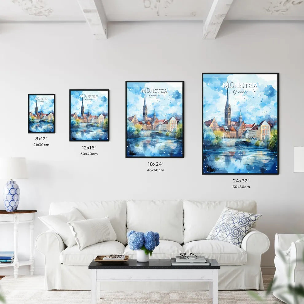 Münster Germany Skyline - A Watercolor Painting Of A City - Customizable Travel Gift Default Title