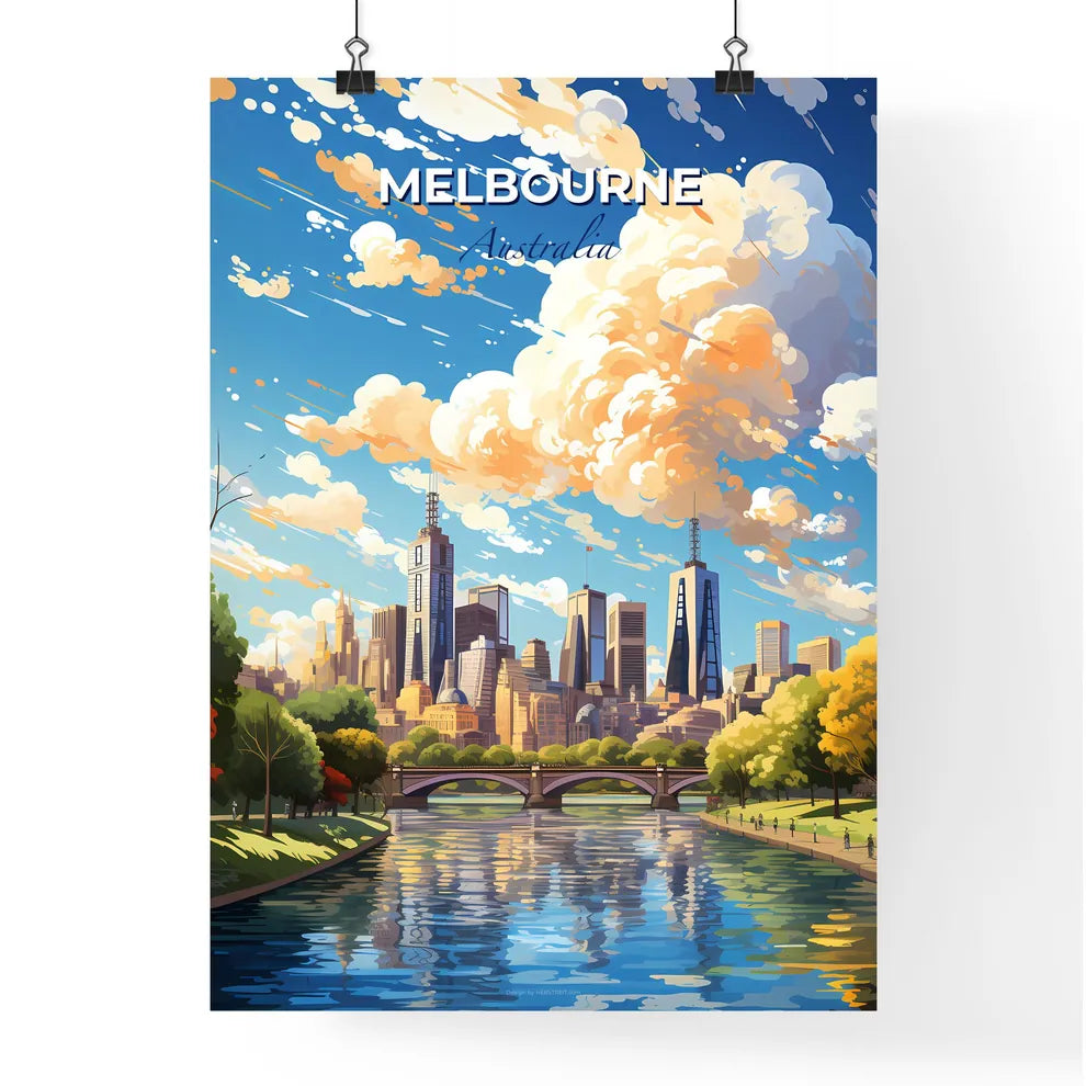 Melbourne Australia Skyline - A River With A Bridge And A City In The Background - Customizable Travel Gift Default Title