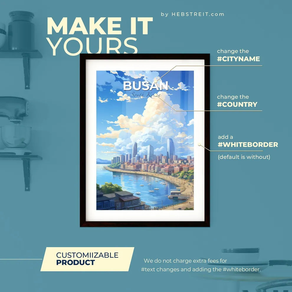 Busan South Korea Skyline - A City By The Water - Customizable Travel Gift Default Title