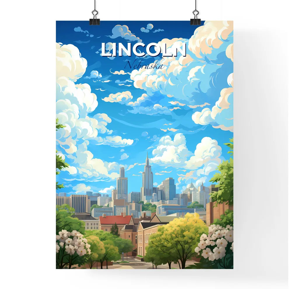 Lincoln Nebraska Skyline - A City Landscape With Trees And Buildings - Customizable Travel Gift Default Title