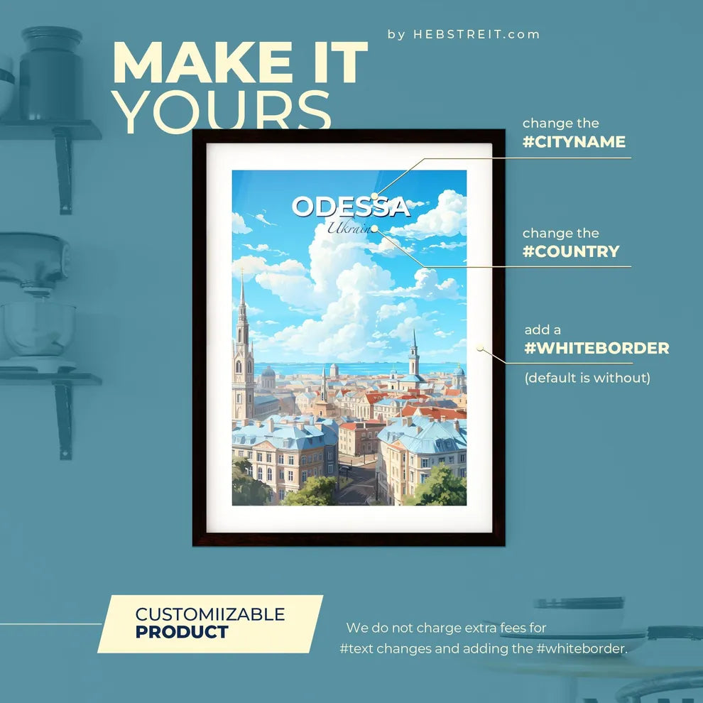 Odessa Ukraine Skyline - A City With Many Buildings And A Body Of Water - Customizable Travel Gift Default Title