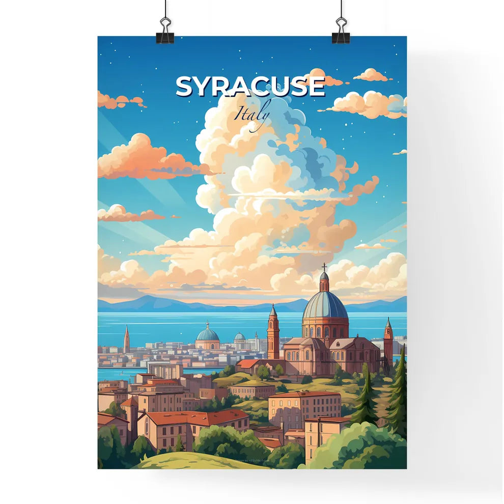 Syracuse Italy Skyline - A City With A Dome And A Body Of Water - Customizable Travel Gift Default Title