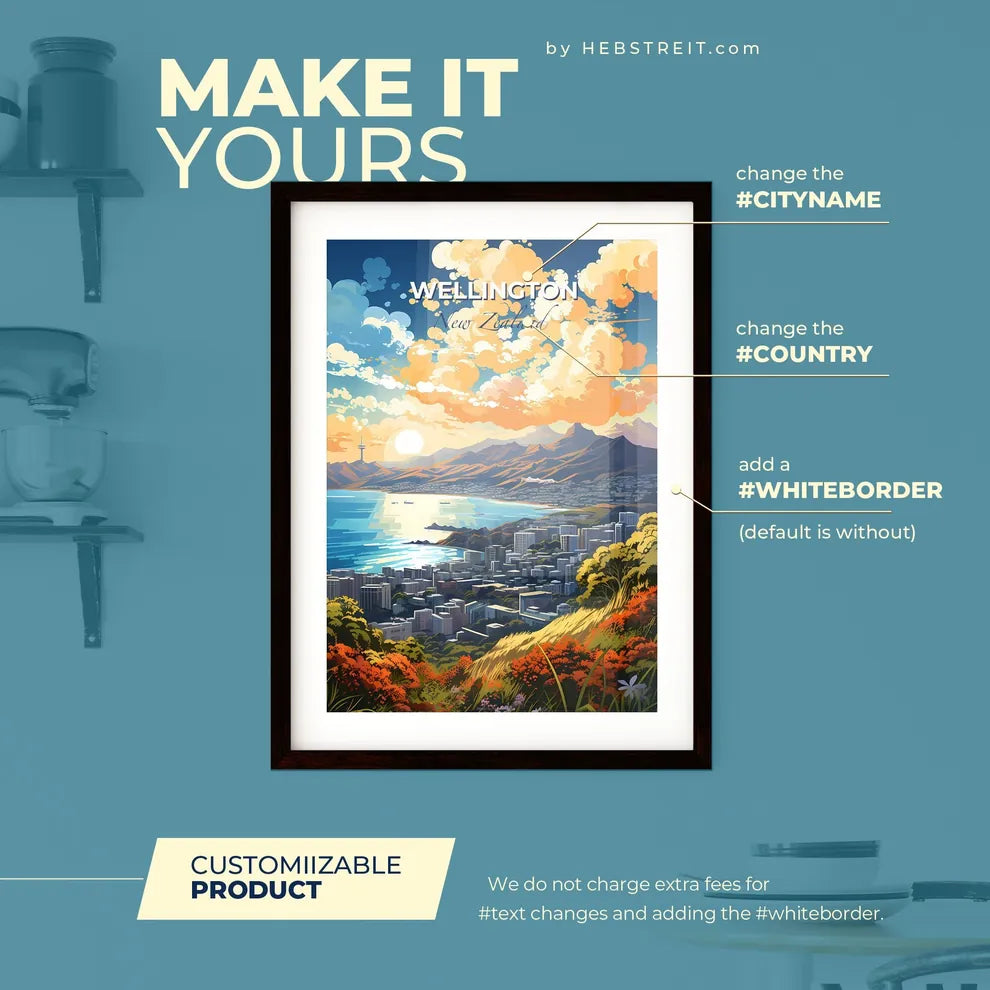 Wellington New Zealand Skyline - A City By The Water - Customizable Travel Gift Default Title