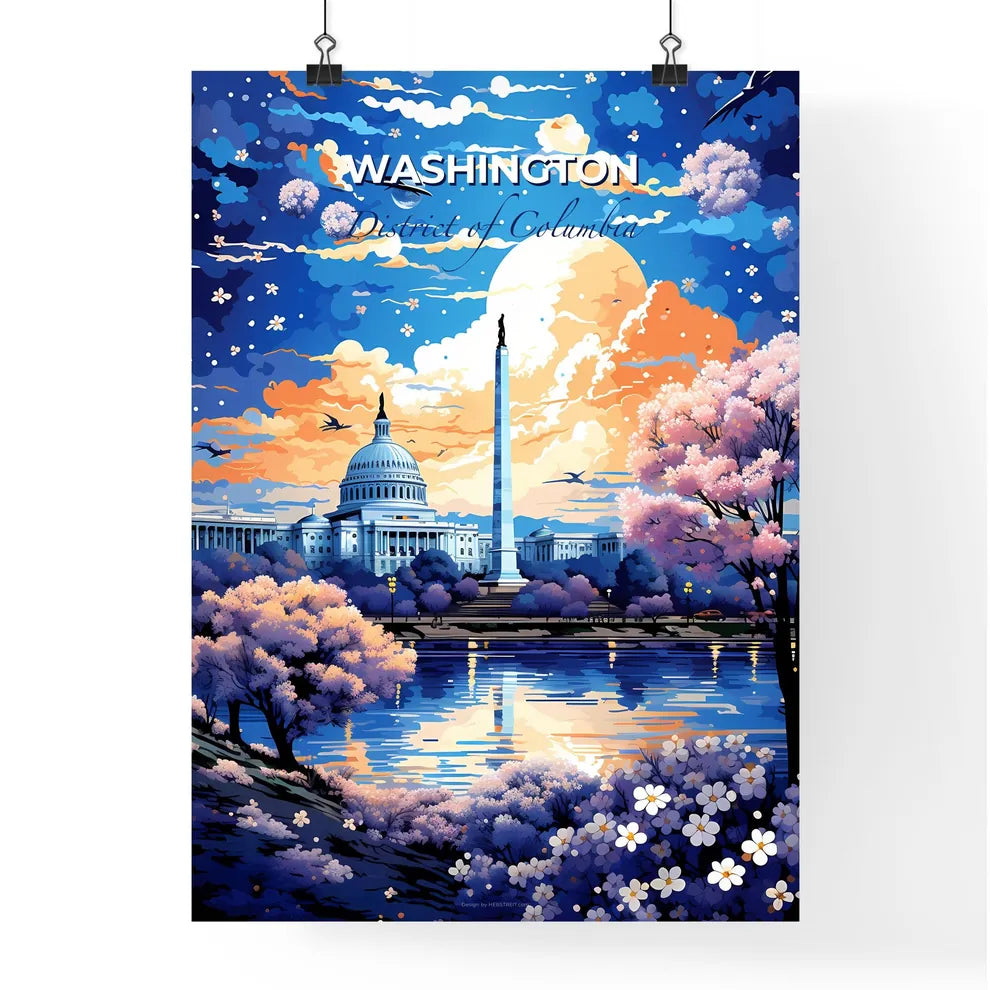 Washington DC Skyline - A Painting Of A Building With A Monument And A Body Of Water - Customizable Travel Gift Default Title
