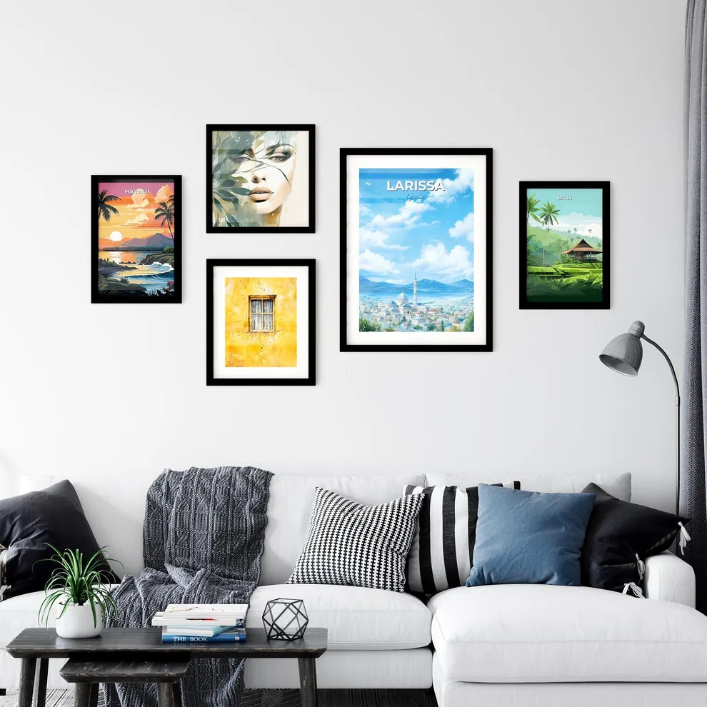 Larissa Greece Skyline - A City With A Tower And Mountains In The Background - Customizable Travel Gift Default Title