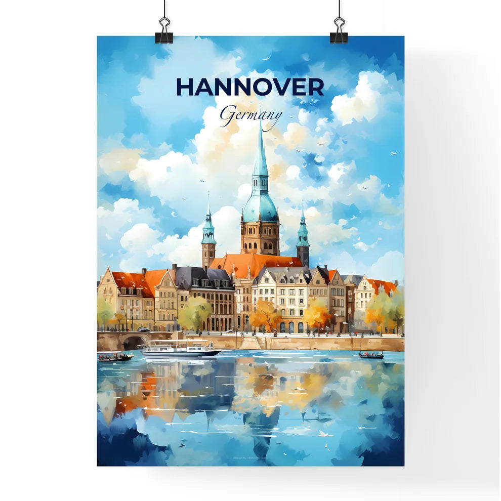 Hannover Germany Skyline - A Watercolor Painting Of A Castle And A Boat - Customizable Travel Gift Default Title