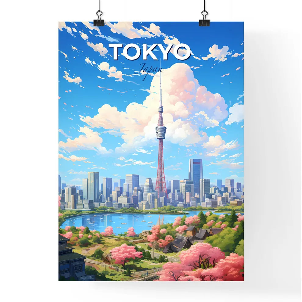 Tokio Skyline - A City Landscape With A Lake And A Tower - Customizable Travel Gift Default Title