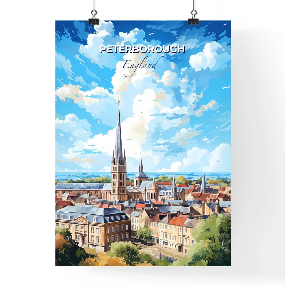 Peterborough England Skyline - A City With A Tall Spire - Customizable Travel Gift Default Title