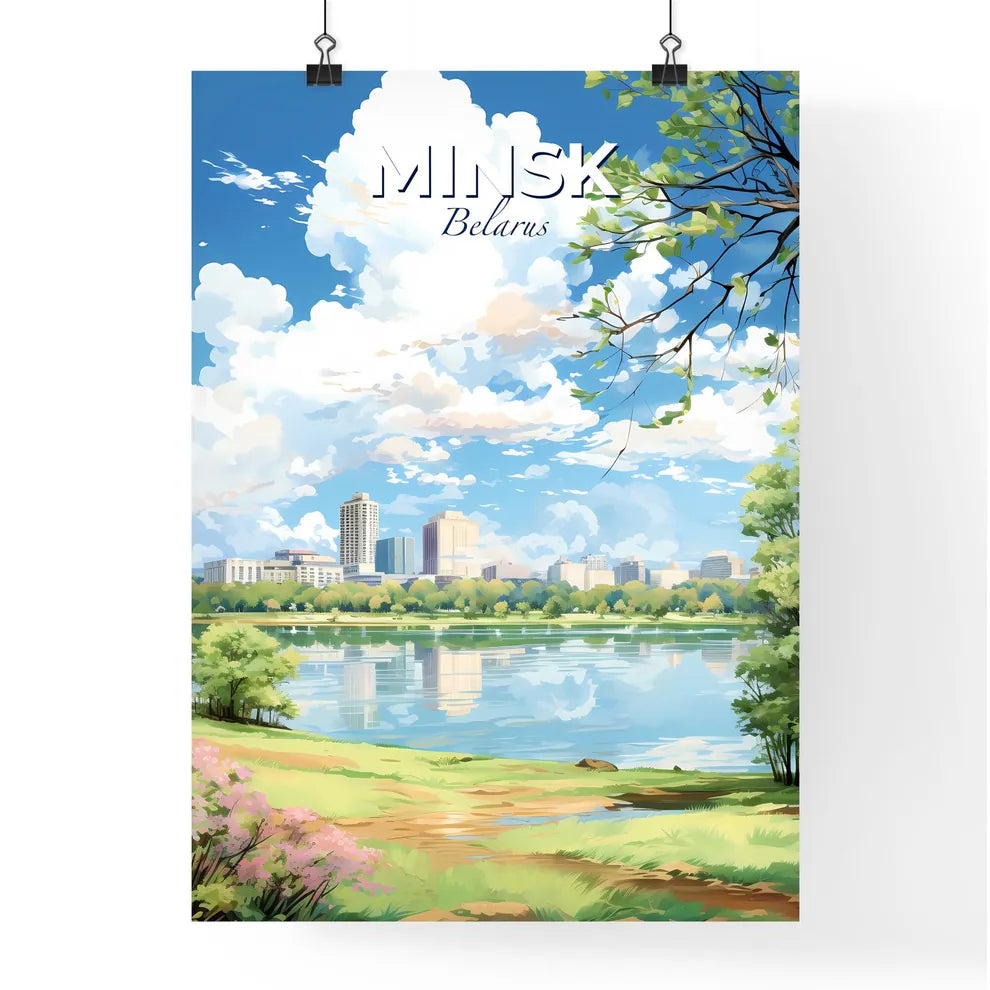 Minsk Belarus Skyline - A Water Body With Trees And Buildings In The Background - Customizable Travel Gift Default Title