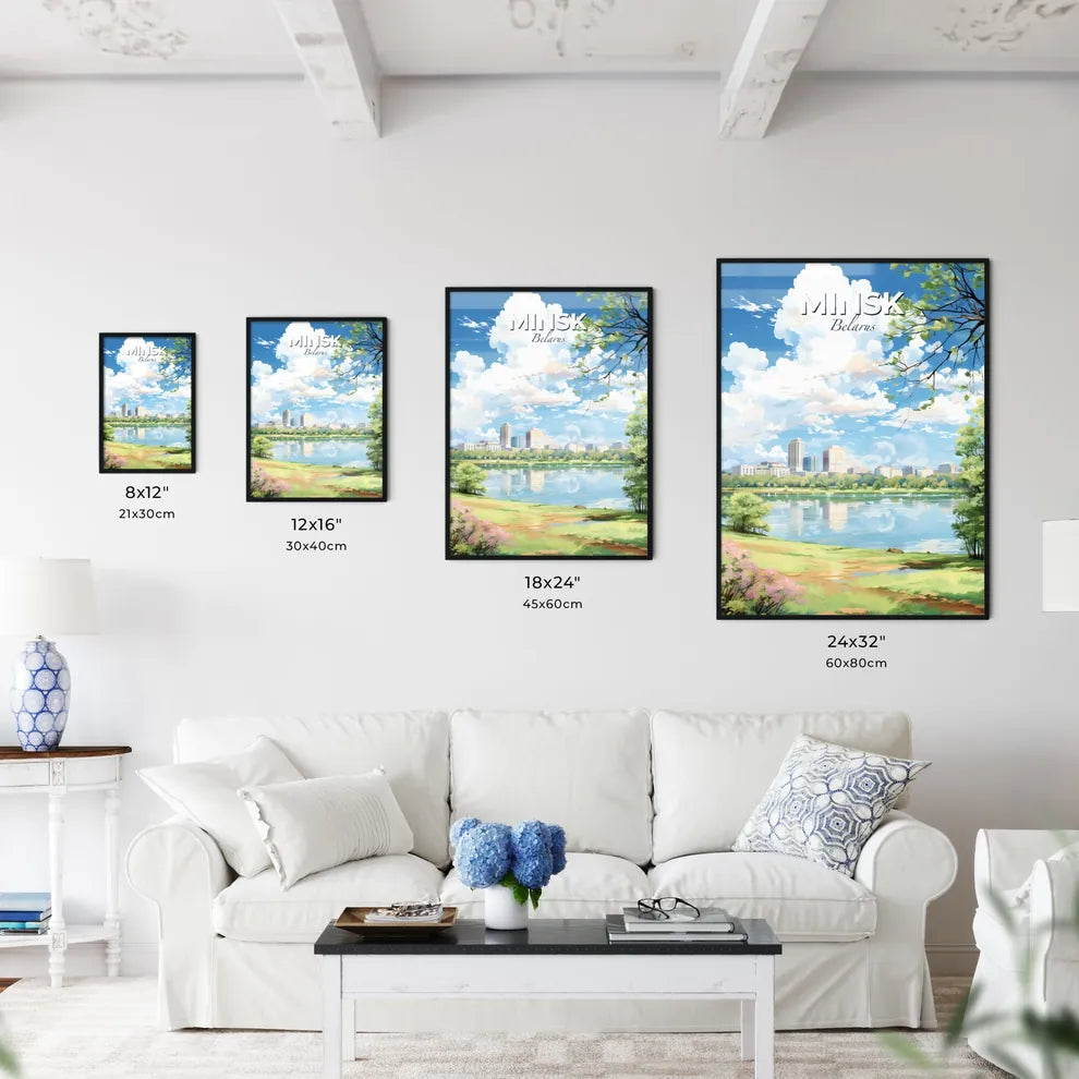 Minsk Belarus Skyline - A Water Body With Trees And Buildings In The Background - Customizable Travel Gift Default Title