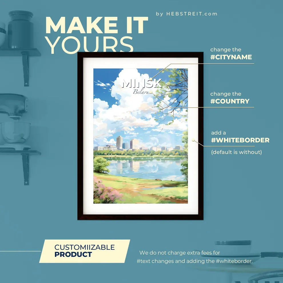 Minsk Belarus Skyline - A Water Body With Trees And Buildings In The Background - Customizable Travel Gift Default Title