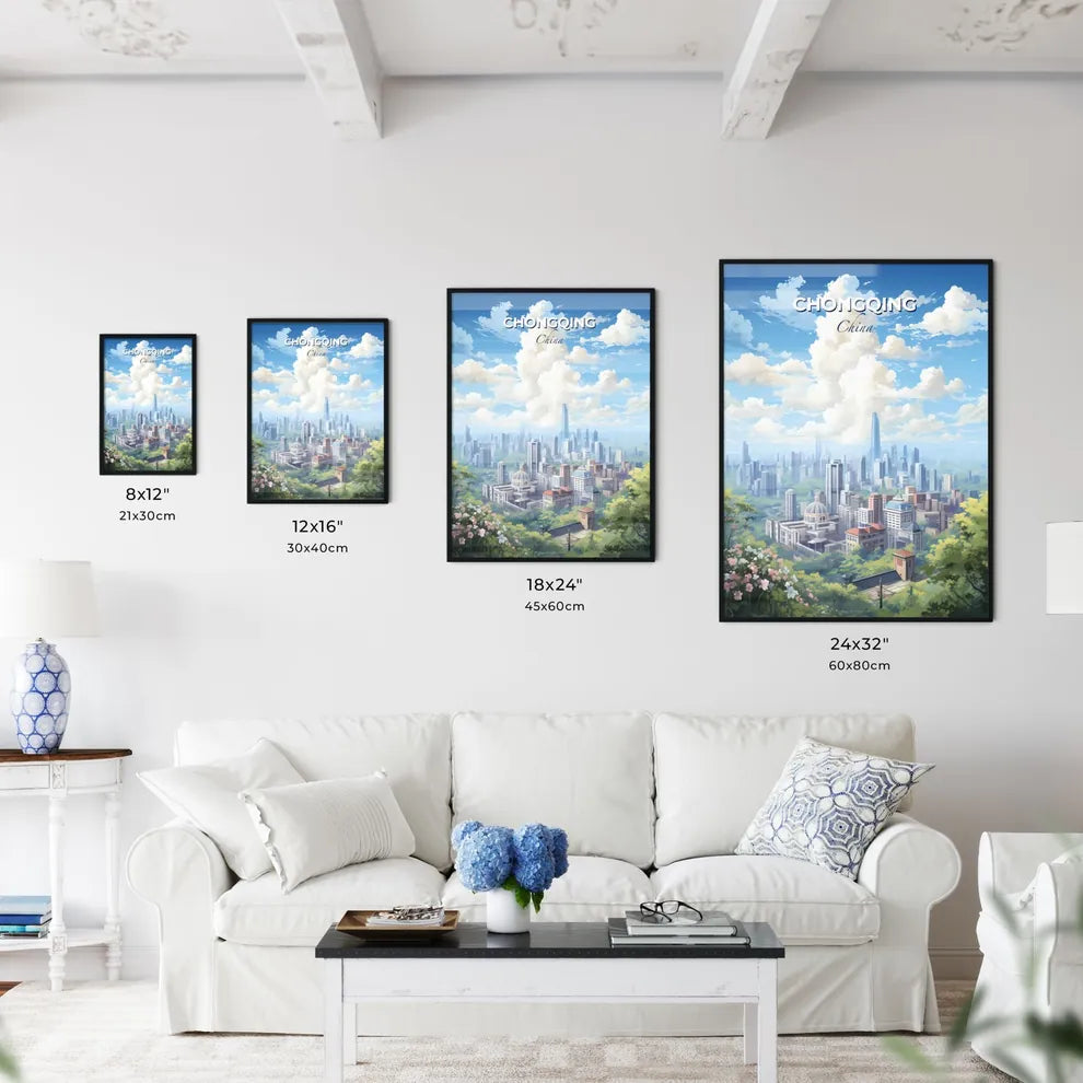 Chongqing China Skyline - A City Landscape With Trees And Clouds - Customizable Travel Gift Default Title