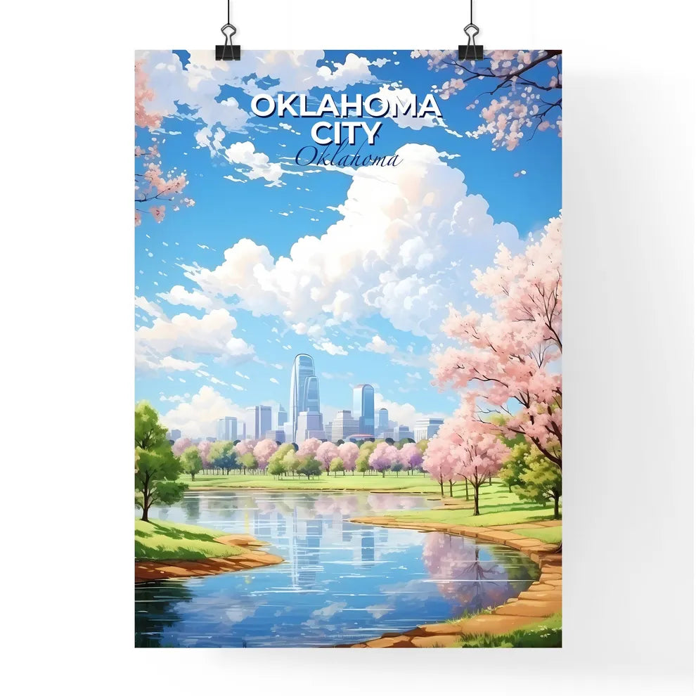 Oklahoma City Oklahoma Skyline - A Water Body With Trees And A City In The Background - Customizable Travel Gift Default Title