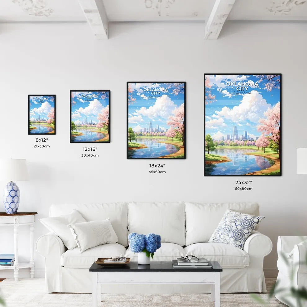 Oklahoma City Oklahoma Skyline - A Water Body With Trees And A City In The Background - Customizable Travel Gift Default Title