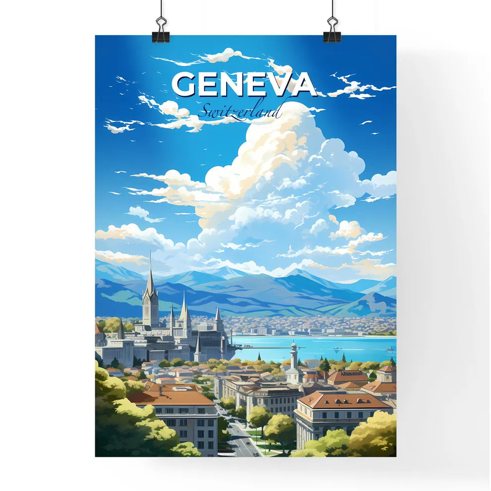 Geneva Switzerland Skyline - A City With A Lake And Mountains - Customizable Travel Gift Default Title