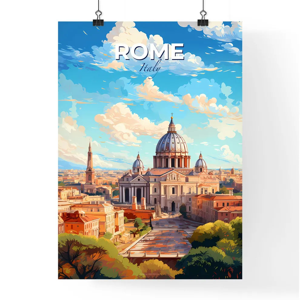 Rome Italy Skyline - A Large Building With A Dome And A Street In Front Of It - Customizable Travel Gift Default Title