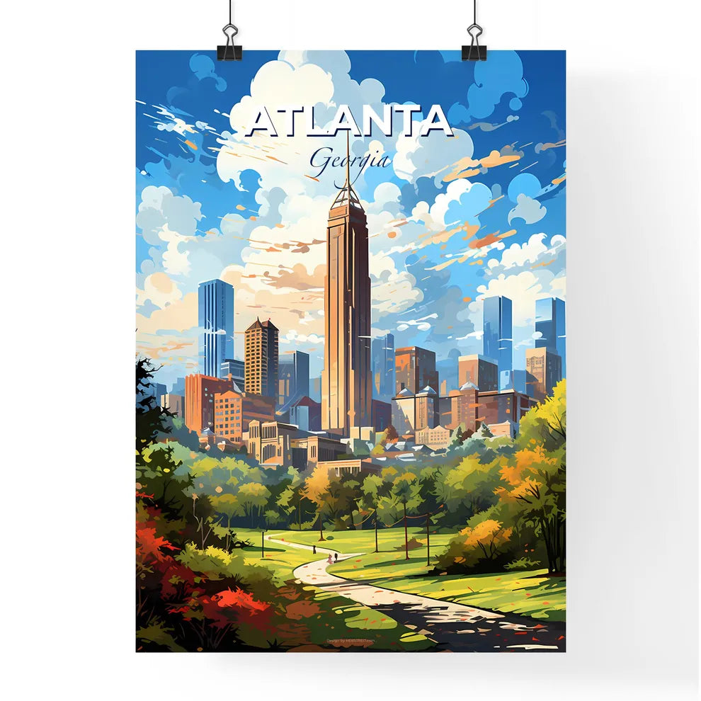 Atlanta Georgia Skyline - A City Landscape With Trees And A Tall Tower - Customizable Travel Gift Default Title