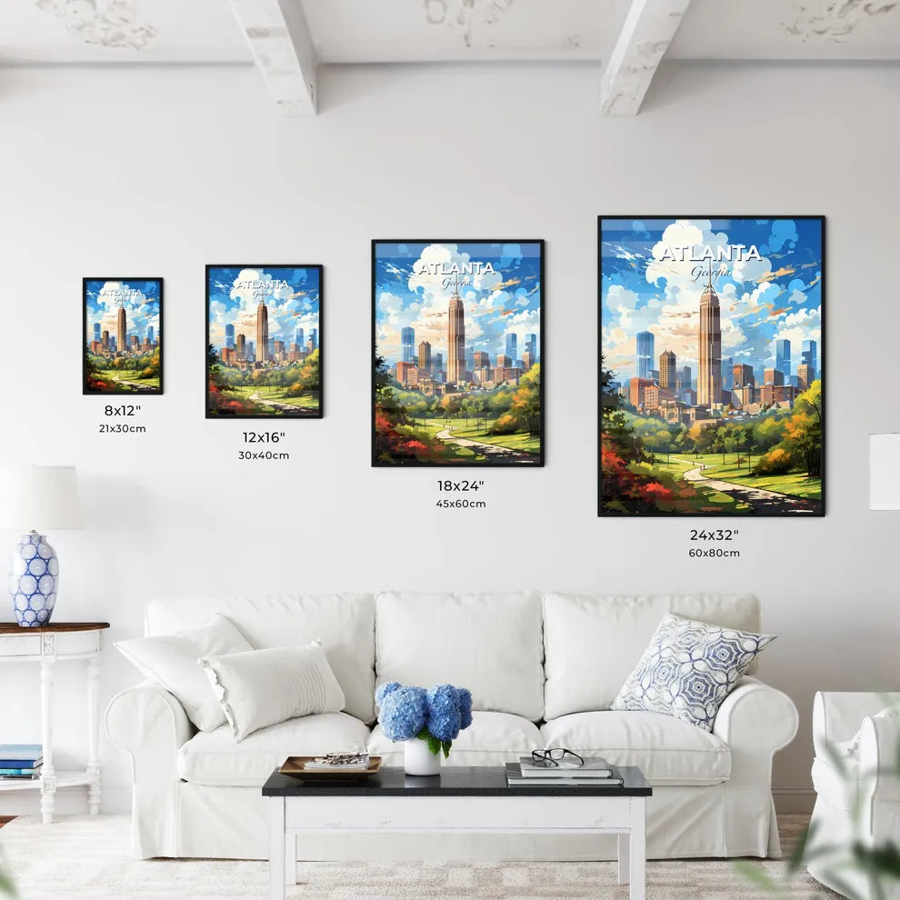Atlanta Georgia Skyline - A City Landscape With Trees And A Tall Tower - Customizable Travel Gift Default Title