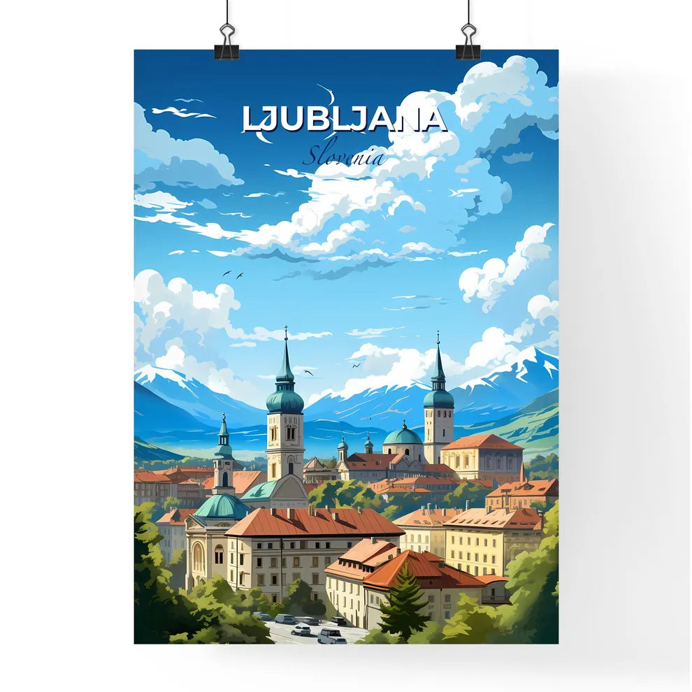 Ljubljana Slovenia Skyline - A City With Many Towers And Mountains In The Background - Customizable Travel Gift Default Title