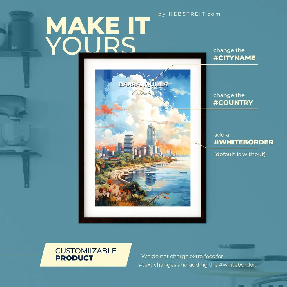 Barranquilla Colombia Skyline - A City Next To A Body Of Water - Customizable Travel Gift Default Title