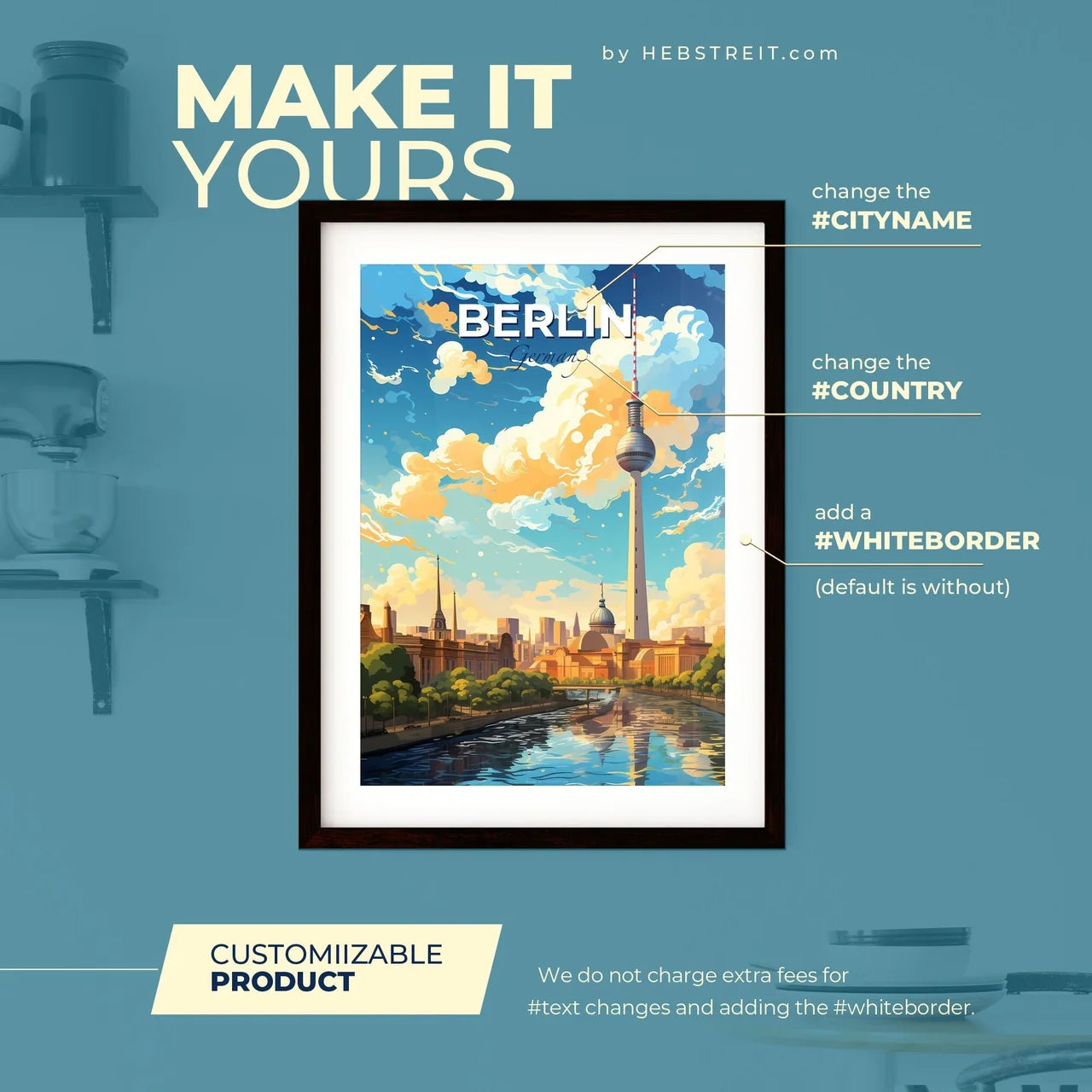 Berlin Germany Skyline - A City With A Tall Tower - Customizable Travel Gift Default Title