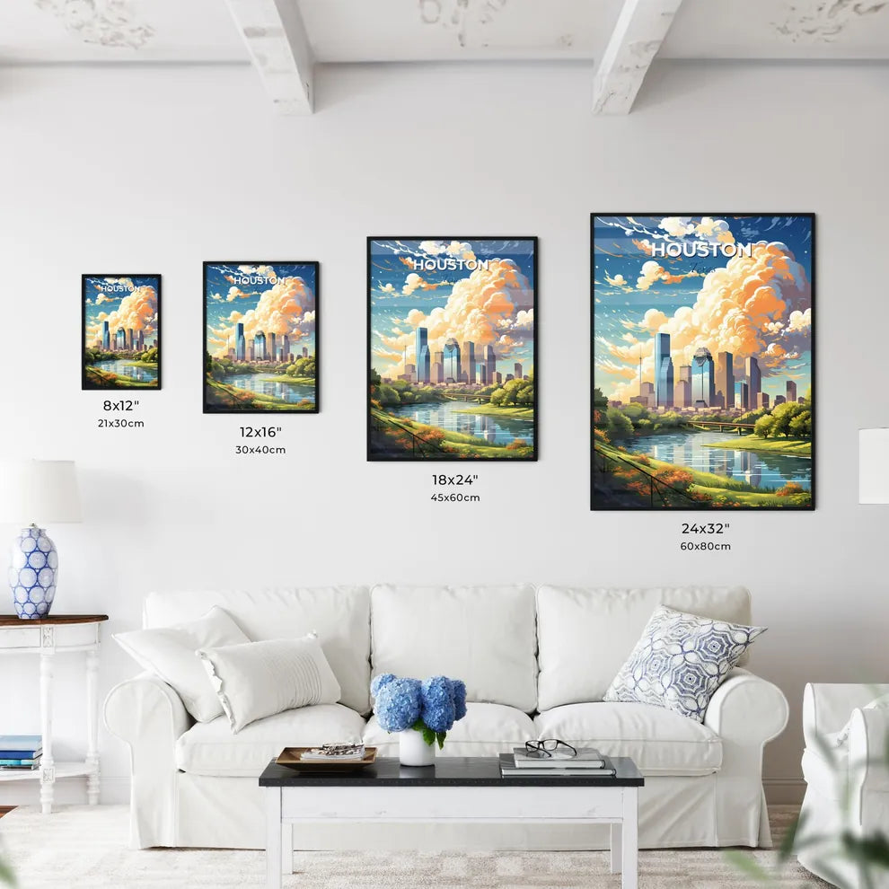Houston Skyline - A City Landscape With A River And Trees - Customizable Travel Gift Default Title