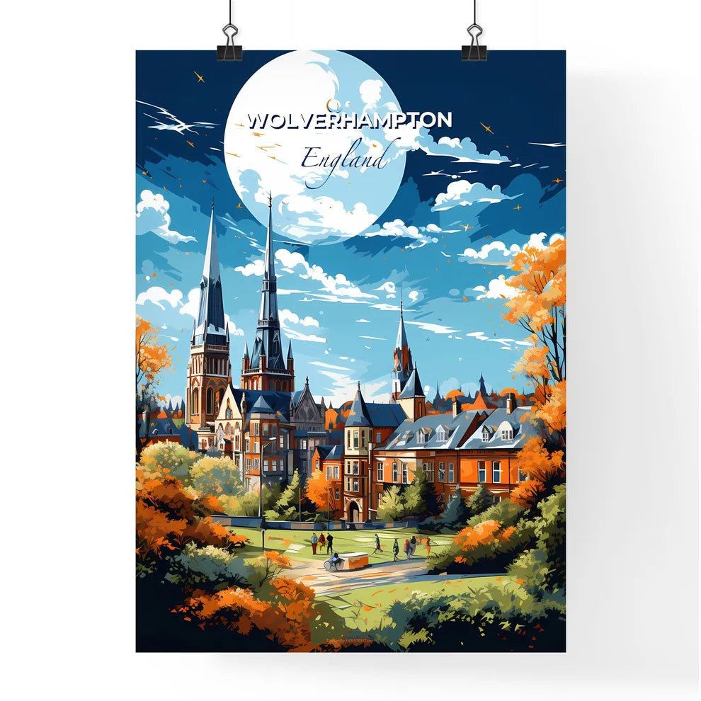 Wolverhampton England Skyline - A Large Building With Towers And Trees In Front Of It - Customizable Travel Gift Default Title