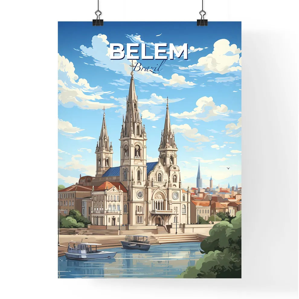 Belem Brazil Skyline - A Large Building With Towers And A River In Front - Customizable Travel Gift Default Title