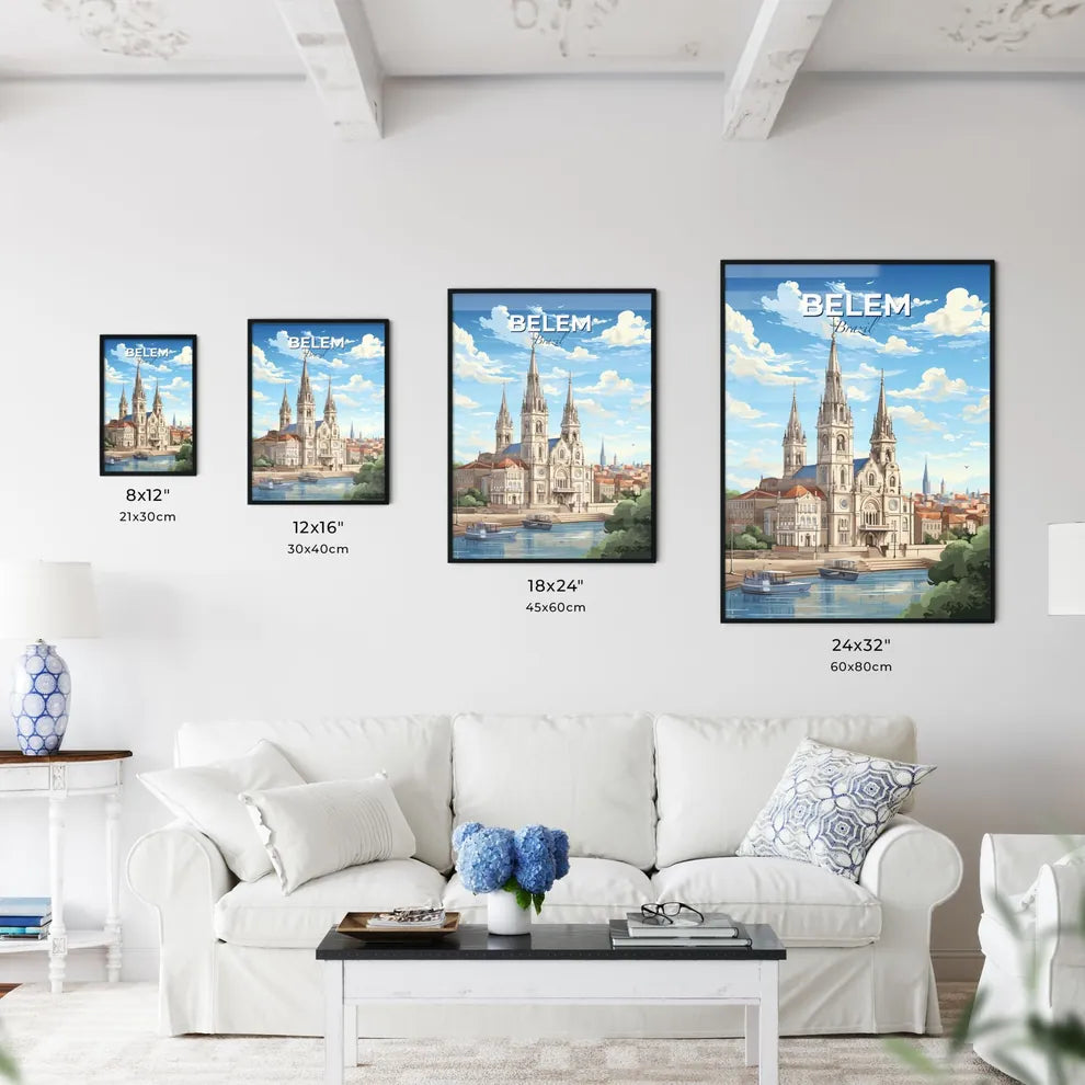Belem Brazil Skyline - A Large Building With Towers And A River In Front - Customizable Travel Gift Default Title