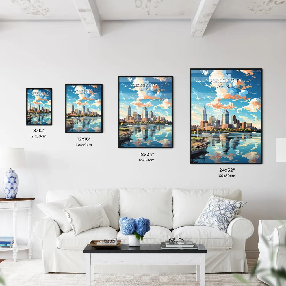 Jersey City New Jersey Skyline - A City Skyline With Trees And A Body Of Water - Customizable Travel Gift Default Title
