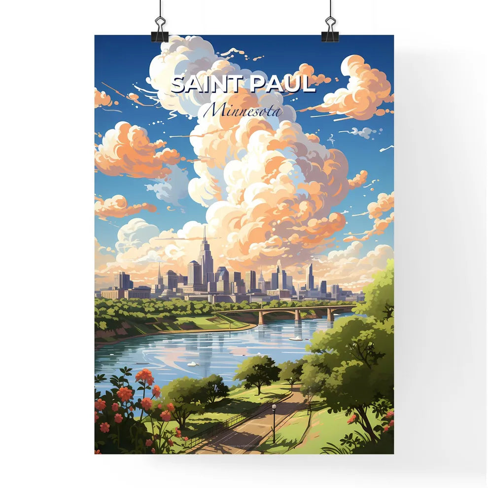 Saint Paul Minnesota Skyline - A River With  Poster
