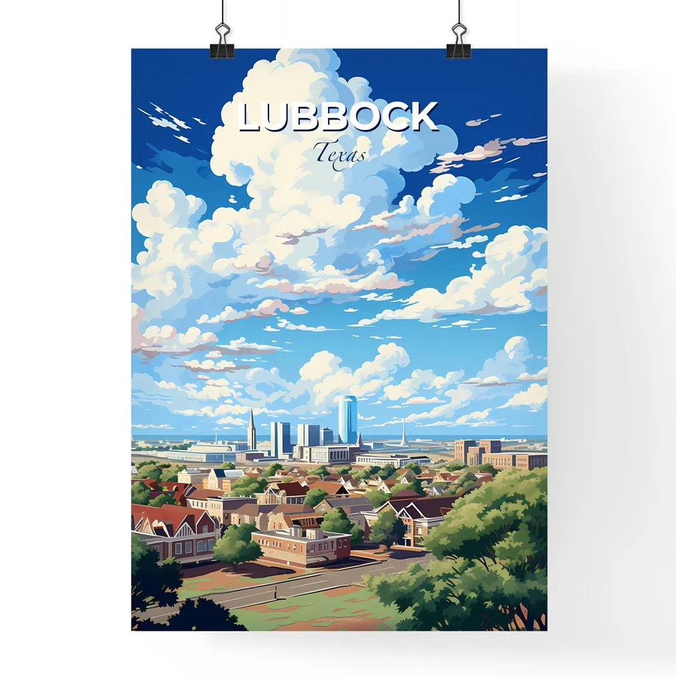 Lubbock Texas Skyline - A Cityscape With Clouds In The Sky - Customizable Travel Gift Default Title