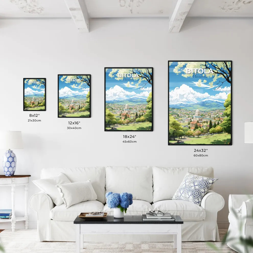 Bitola Macedonia Skyline - A Landscape Of A Town With Trees And Mountains In The Background - Customizable Travel Gift Default Title