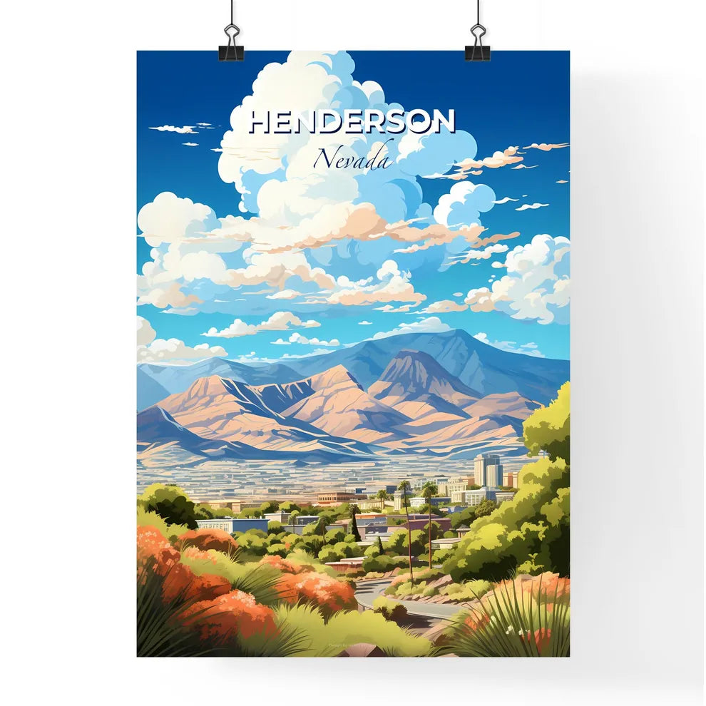 Henderson Nevada Skyline - A Landscape Of A City And Mountains - Customizable Travel Gift Default Title