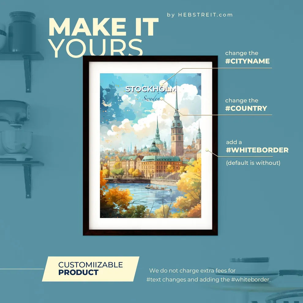 Stockholm Sweden Skyline - A City With A River And Trees - Customizable Travel Gift Default Title