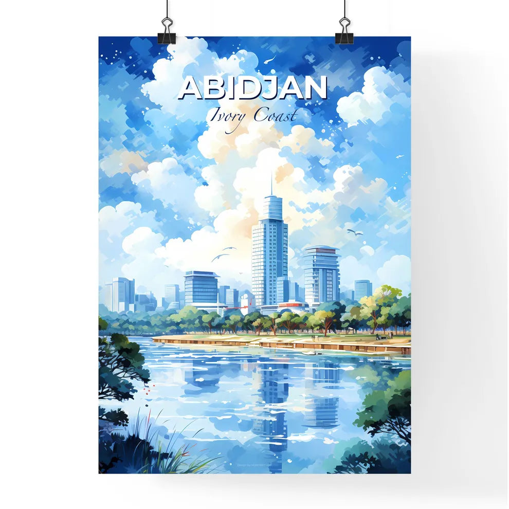 Abidjan Ivory Coast Skyline - A Water Body With Trees And Buildings In The Background - Customizable Travel Gift Default Title