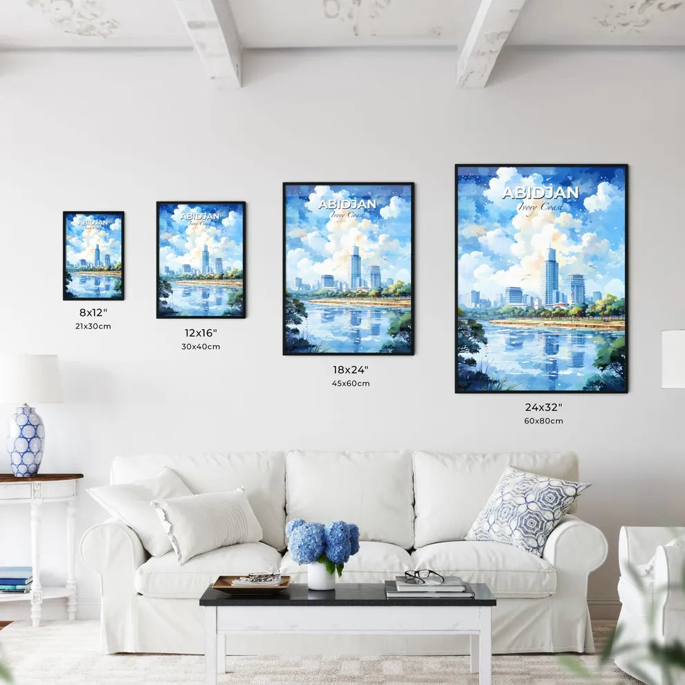 Abidjan Ivory Coast Skyline - A Water Body With Trees And Buildings In The Background - Customizable Travel Gift Default Title