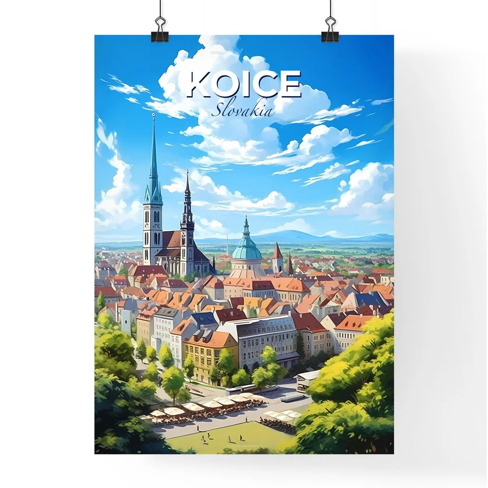 Koice Slovakia Skyline - A City With A Church And Buildings - Customizable Travel Gift Default Title