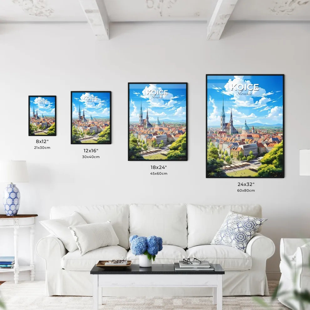 Koice Slovakia Skyline - A City With A Church And Buildings - Customizable Travel Gift Default Title