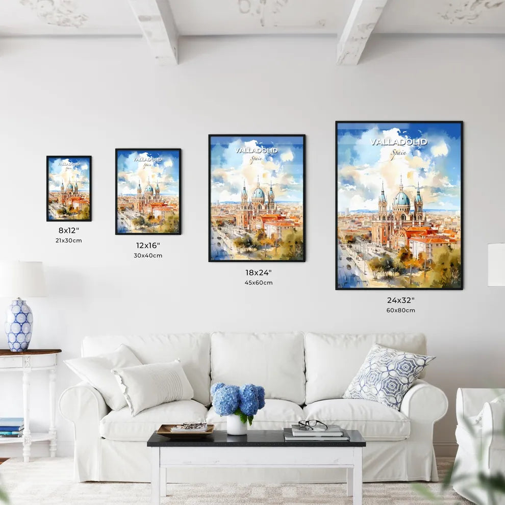 Valladolid Spain Skyline - A Large Building With A Blue Dome And A Street In Front Of It - Customizable Travel Gift Default Title